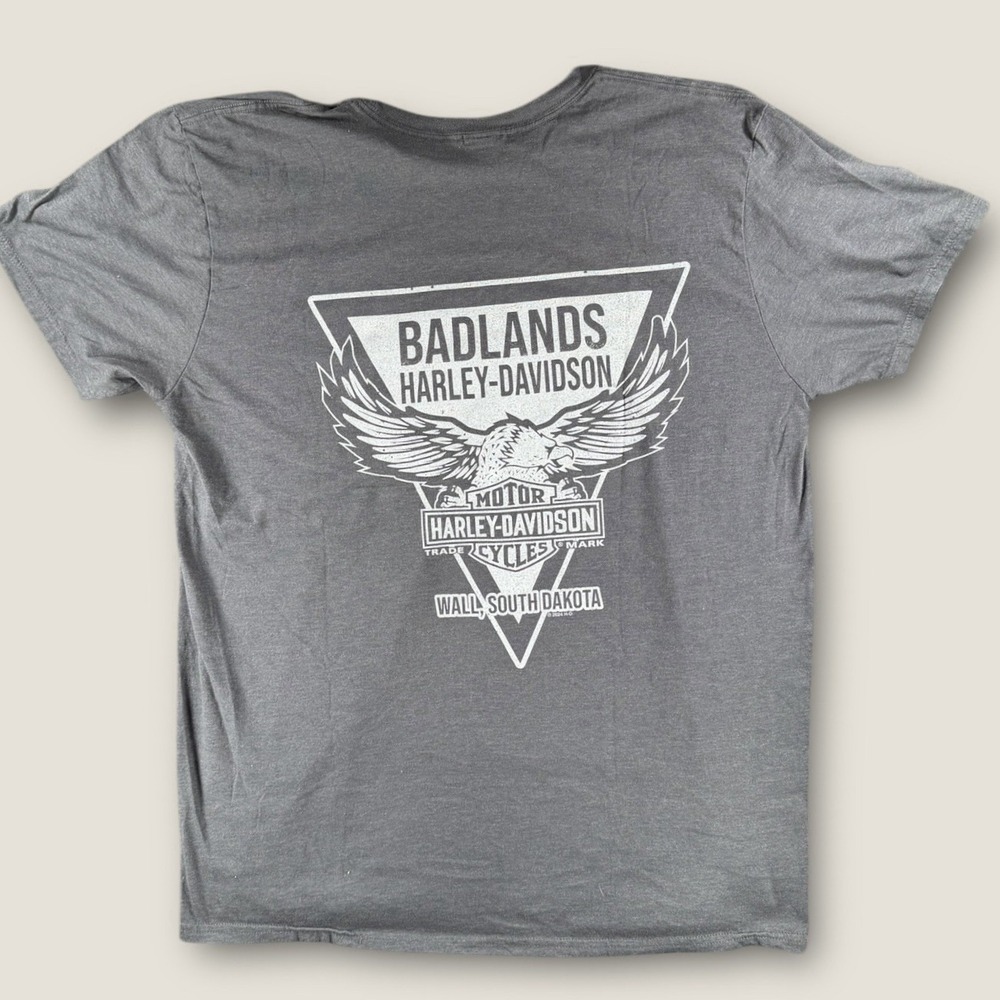 Harley-Davidson Badlands T-Shirt Gray Skull Eagle Wall South Dakota Large - Picture 5 of 5